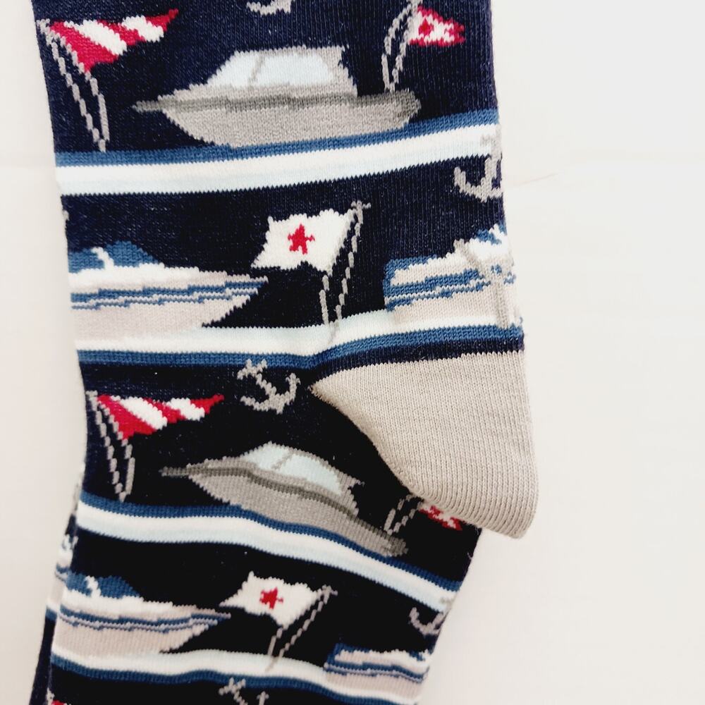 Yo Sox Socks Crew Men Women Yacht Boat Ship Anchor Sailing Nautical Flag Cruise - Picture 8 of 9